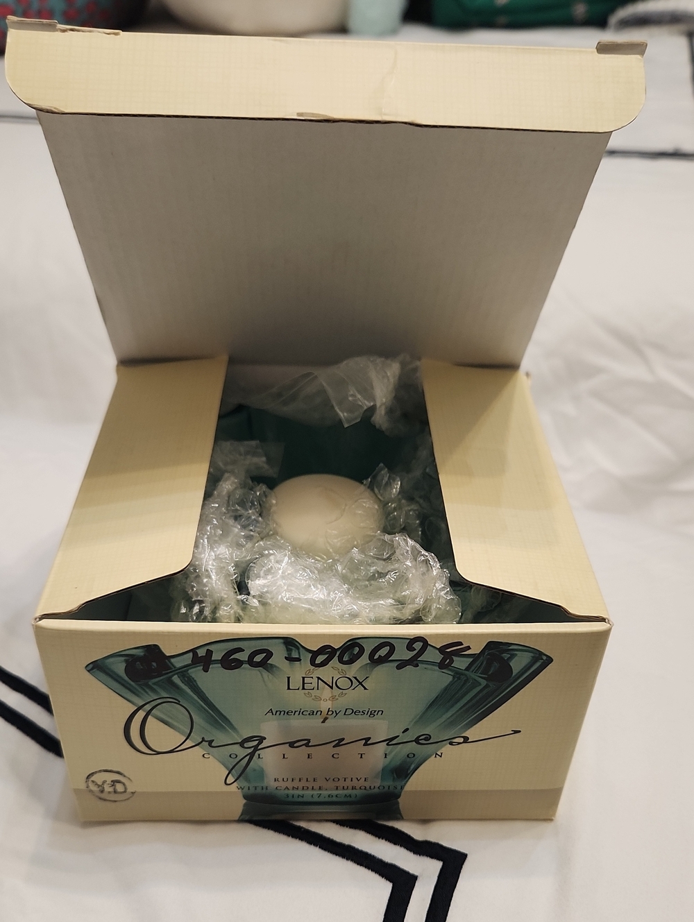 Lenox Organics Collection Ruffle Votive Candle Holder Turquoise 3" T